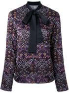Le Ciel Bleu Floral Print Bow Shirt