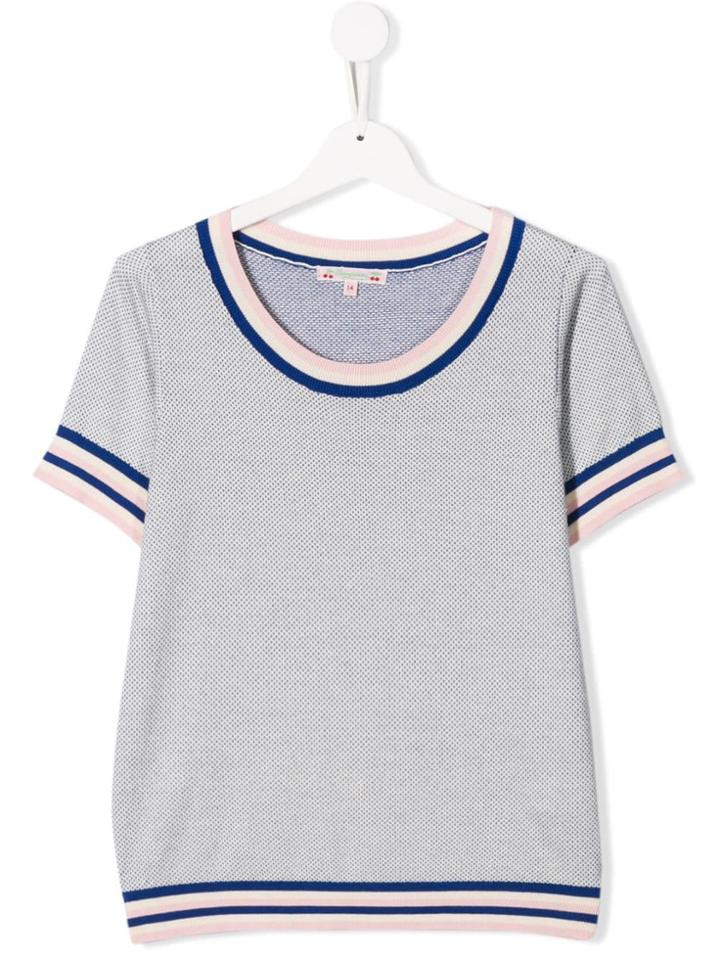 Bonpoint Teen Striped Hem Sweatshirt - White