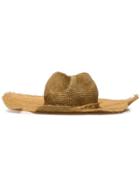 Ann Demeulemeester Nude Distressed Straw Hat - Neutrals