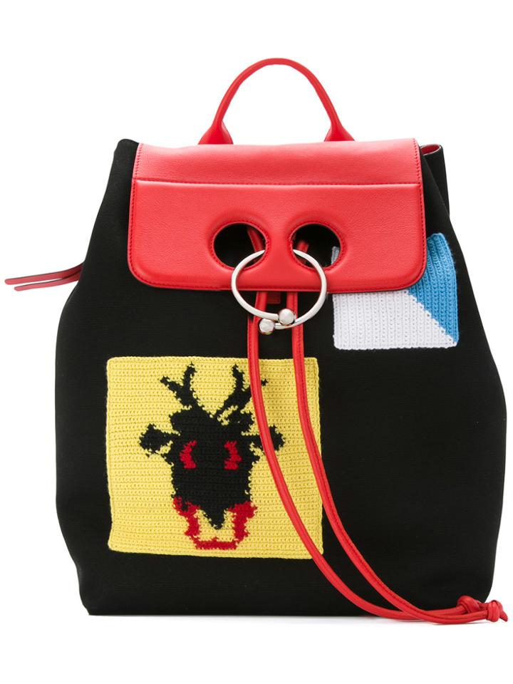 Jw Anderson Patch Pierce Backpack - Black