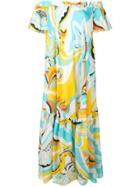 Emilio Pucci Badea Print Off-shoulder Tiered Dress - Yellow