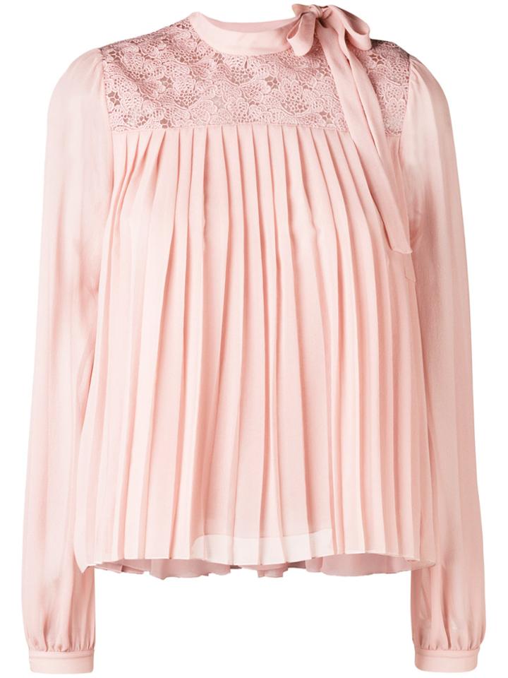 Giambattista Valli Pleat Front Blouse - Nude & Neutrals