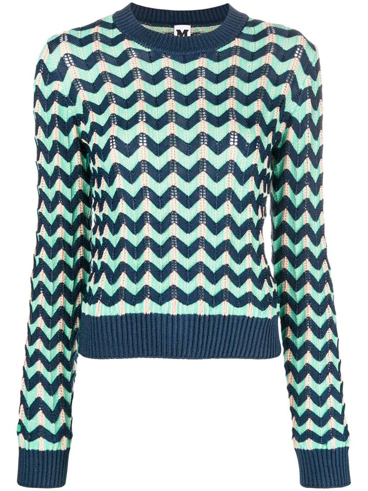 M Missoni Zigzag Pattern Lacework Sweater - Green