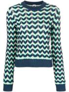 M Missoni Zigzag Pattern Lacework Sweater - Green