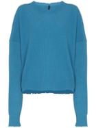 Unravel Project Distressed-effect Ribbed Jumper - Blue