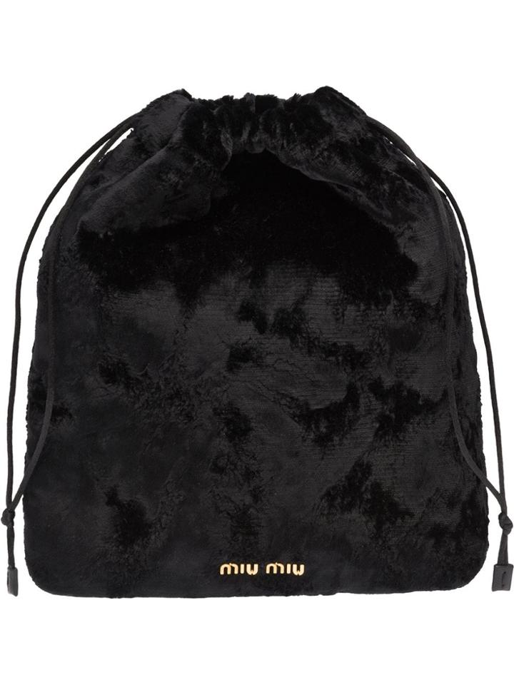 Miu Miu Velvet Drawstring Pouch - Black