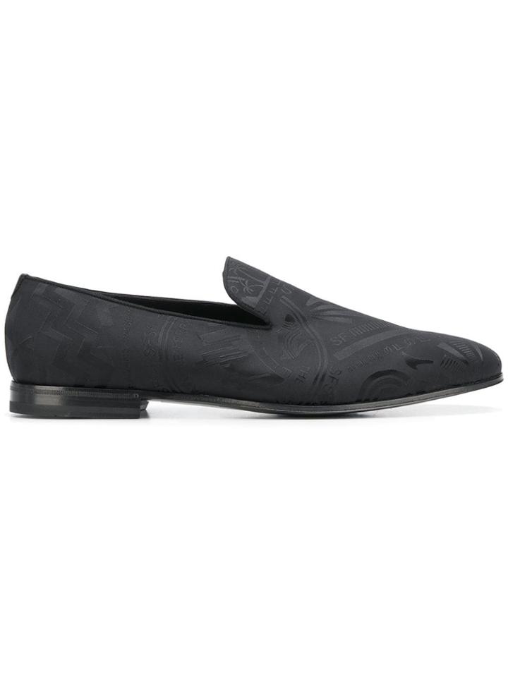 Salvatore Ferragamo Jacquard Pattern Loafers - Black