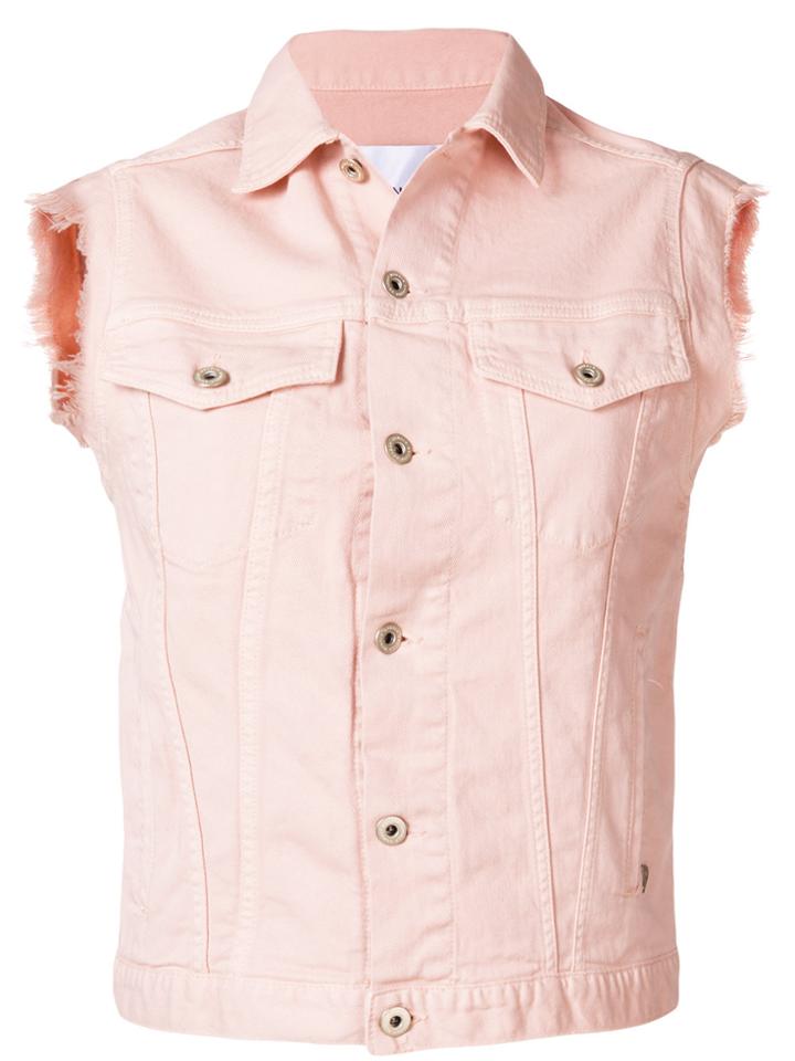 Dondup Raw Edge Sleeveless Denim Gilet - Pink & Purple