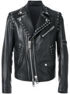 Les Hommes Perfecto Lace Detail Jacket - Black