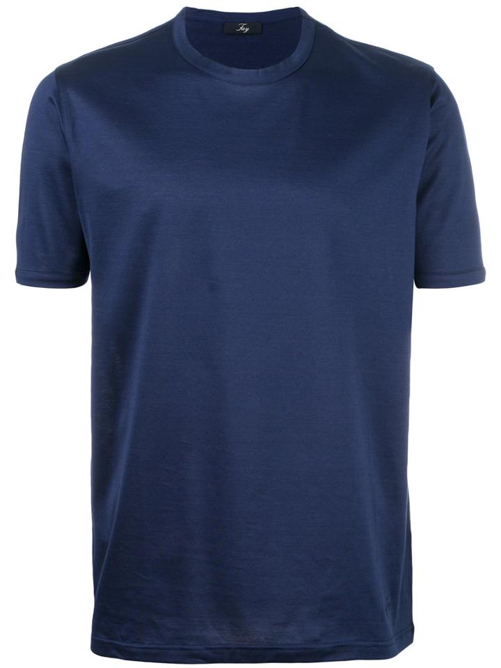 Fay - Plain T-shirt - Men - Cotton - Xl, Blue, Cotton