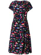 Emporio Armani Sea Print Midi Dress - Black