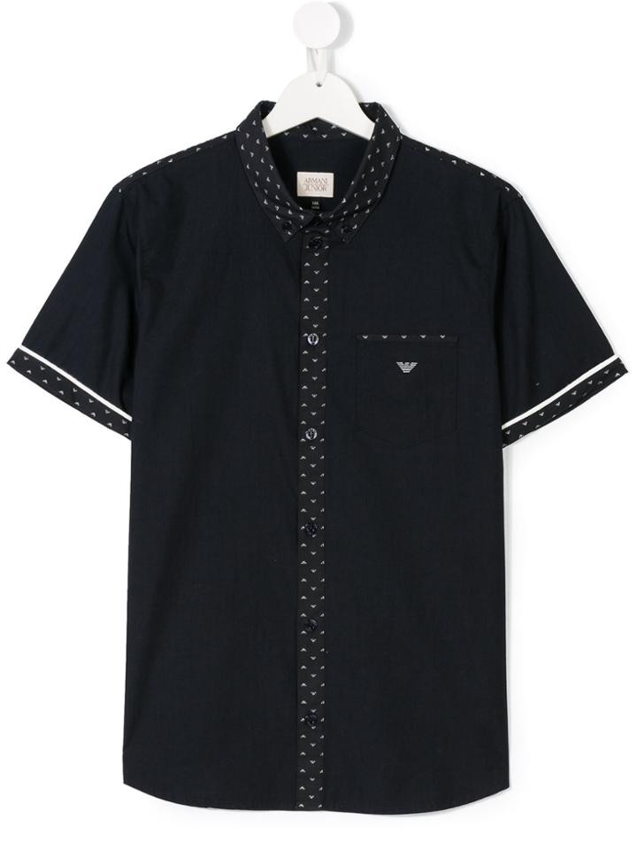 Armani Junior Teen Contrast-trim Shirt - Blue