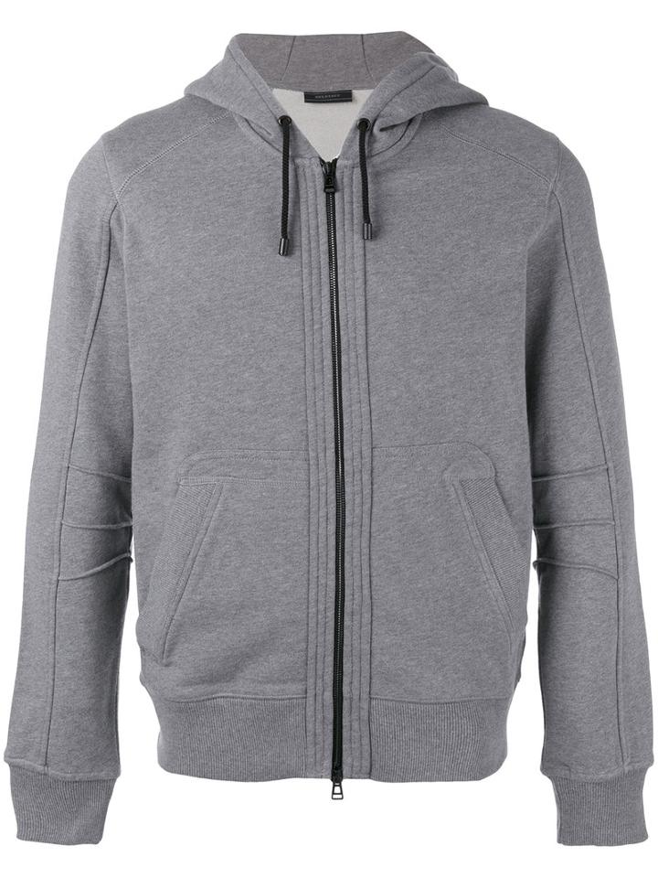 Belstaff Zip-front Hooded Sweatshirt, Men's, Size: Large, Grey, Cotton