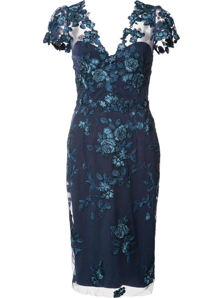 Marchesa Notte Floral Lace Midi Dress, Women's, Size: 10, Nylon