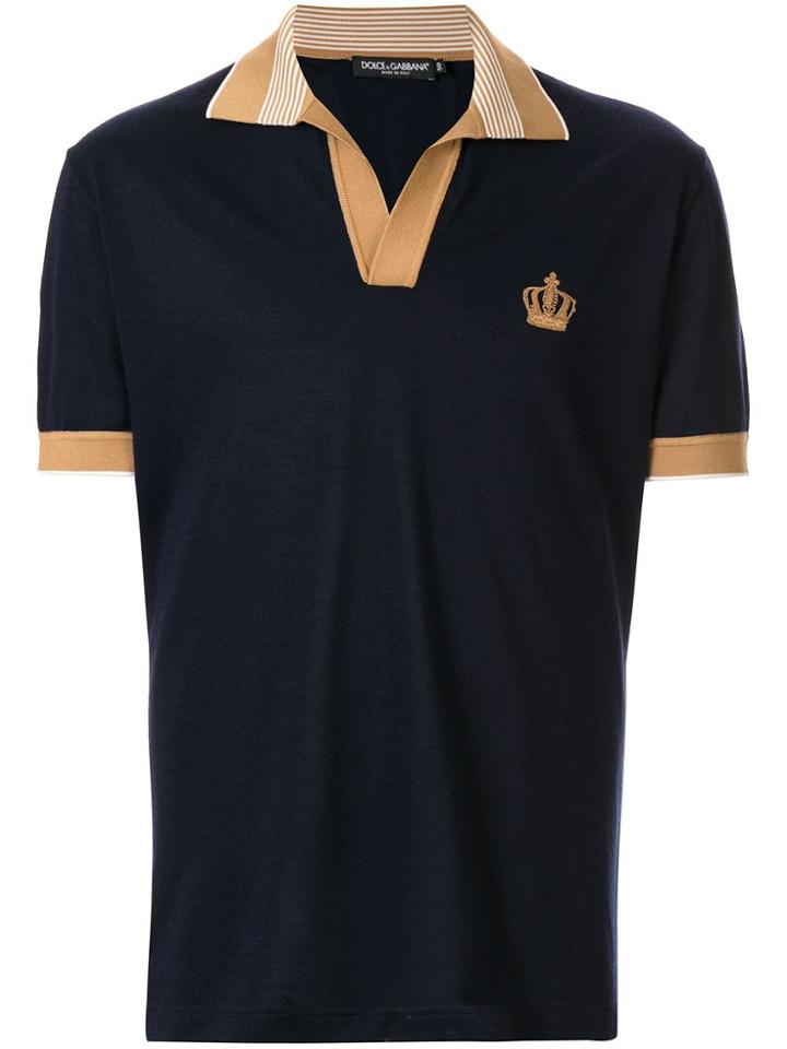 Dolce & Gabbana Cashmere Embroidered Polo Shirt - Blue