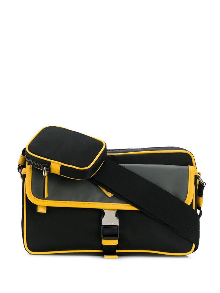 Prada Nylon And Saffiano Leather Shoulder Bag - Black