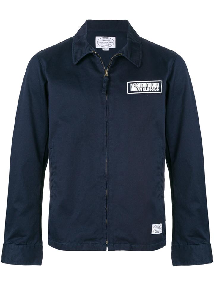 Neighborhood Logo Print Zip Jacket - Blue