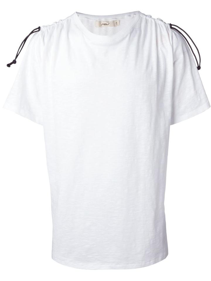Mow Contrast Shoulder Fastening T-shirt