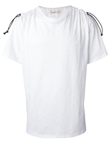 Mow Contrast Shoulder Fastening T-shirt