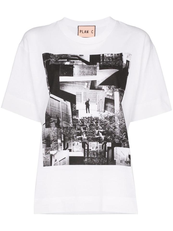 Plan C Placement Photo Print T-shirt - White