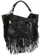 Dsquared2 Fringed Hobo Bag, Women's, Black, Cotton