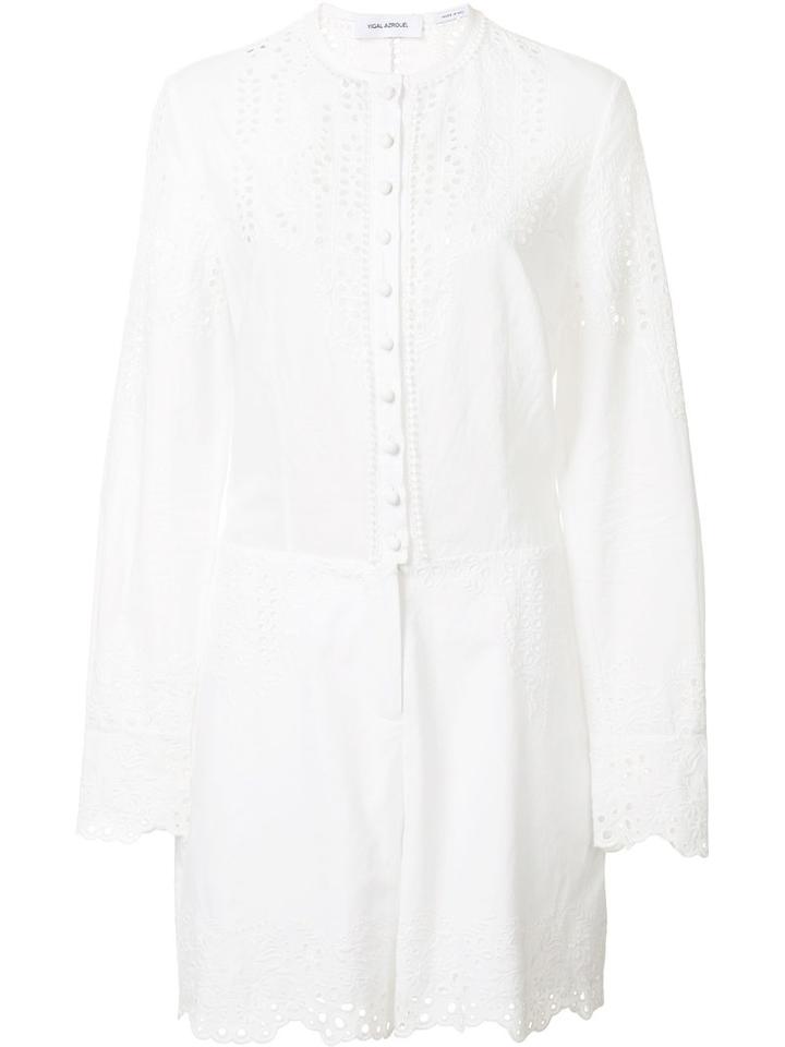 Yigal Azrouel Embroidered Eyelet Romper, Women's, Size: 8, White, Cotton