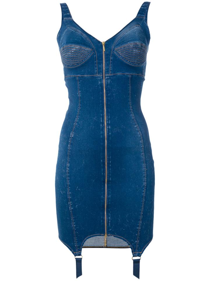 Murmur Denim Sculpt Mini Dress - Blue