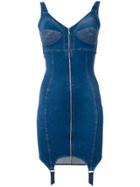 Murmur Denim Sculpt Mini Dress - Blue