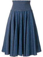 Julien David High Waisted Flared Skirt - Blue