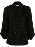 Chinti & Parker Printed Pussy Bow Blouse - Black