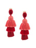 Oscar De La Renta Tassel Drop Earrings - Red