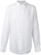 Corneliani Embroidered Logo Shirt, Men's, Size: 43, White, Linen/flax
