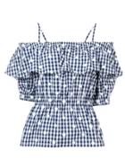 Perseverance London Gingham Cold Shoulder Daisy Top - Blue