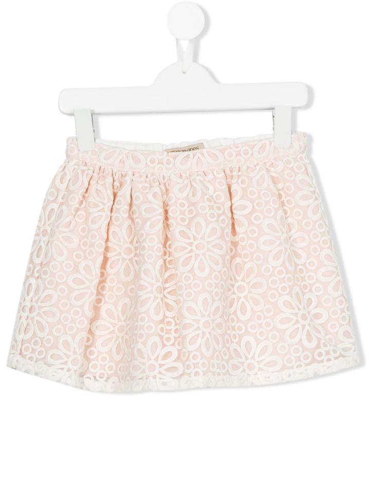 Hucklebones London - Battenberg Lace Gathered Skirt - Kids - Cotton/polyester - 10 Yrs, Nude/neutrals