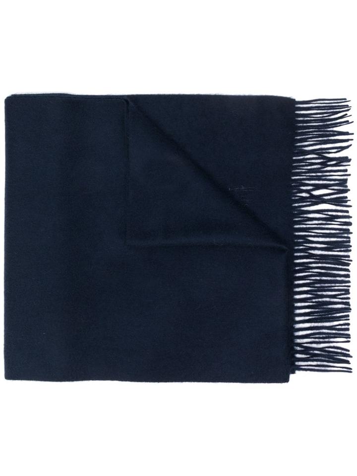 Mackintosh Navy Cashmere Embroidered Scarf Acc-013/e - Blue