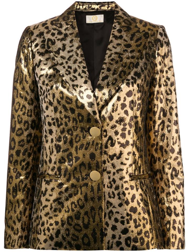 Sara Battaglia Leopard Blazer - Gold