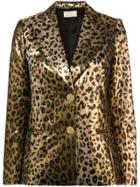 Sara Battaglia Leopard Blazer - Gold