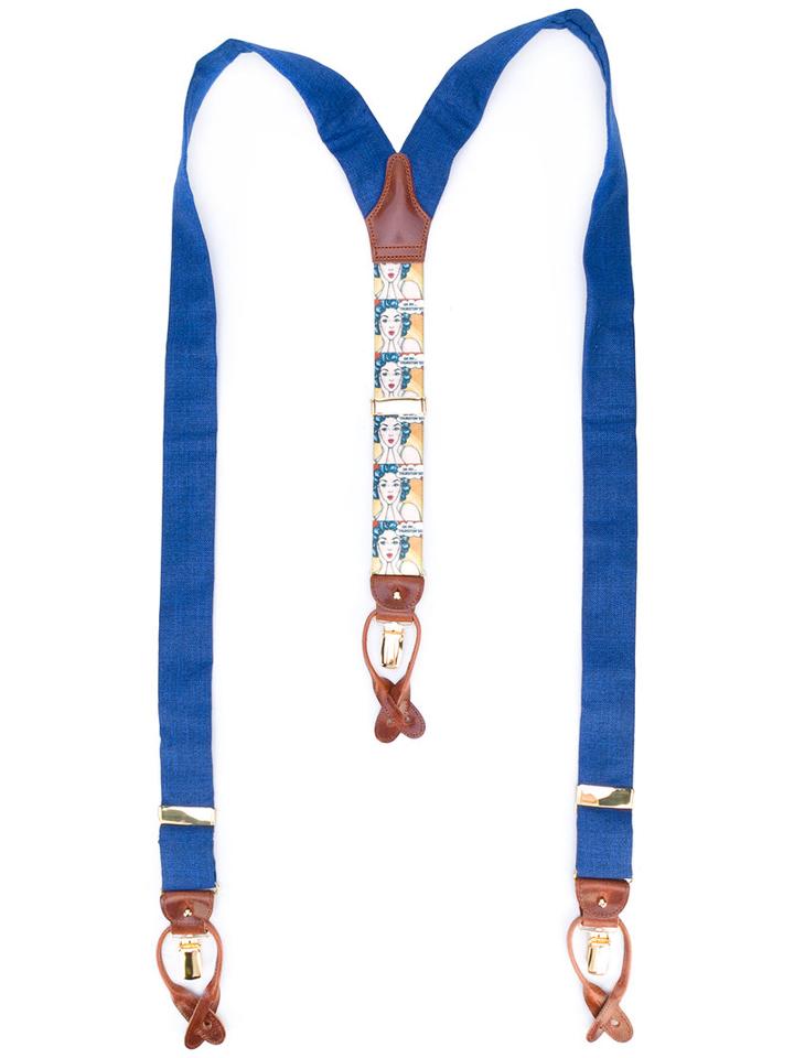 Albert Thurston - Pop Art Detail Braces - Men - Wool - One Size, Blue, Wool