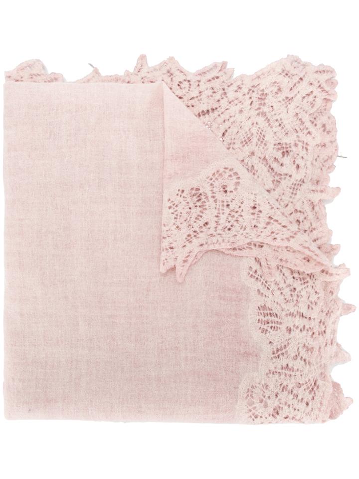 Faliero Sarti Lace Trim Scarf - Pink & Purple