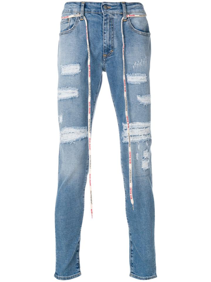 Represent Distressed Detail Jeans - Blue