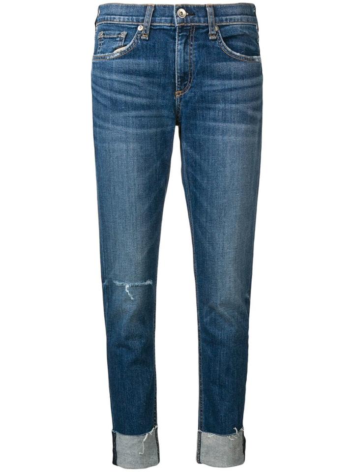 Rag & Bone Turn-up Skinny Jeans - Blue