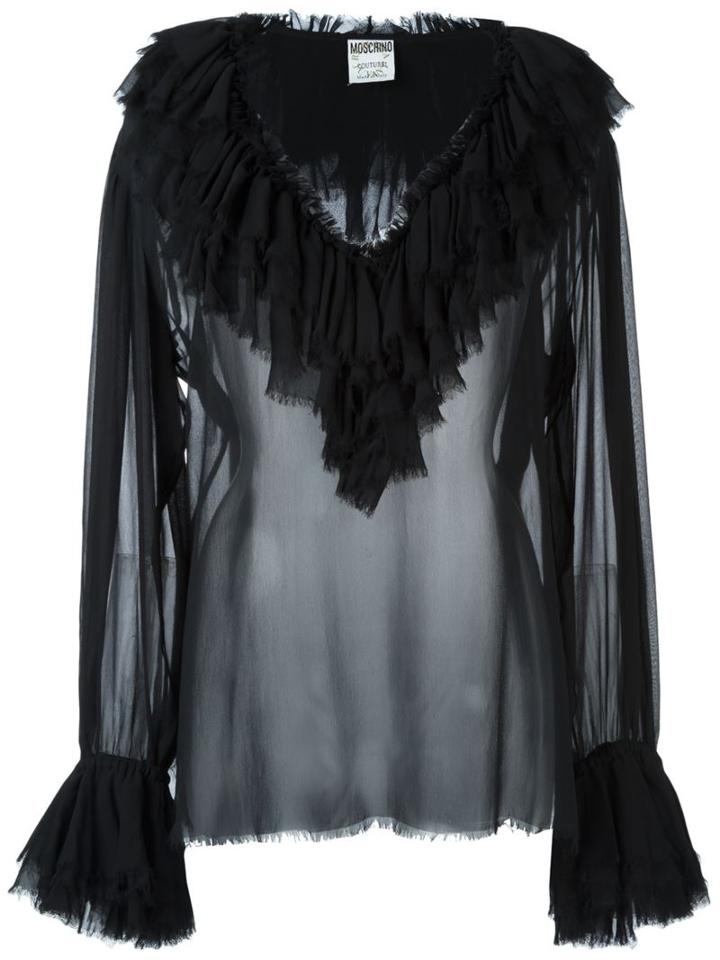 Moschino Vintage Sheer Ruffled Blouse