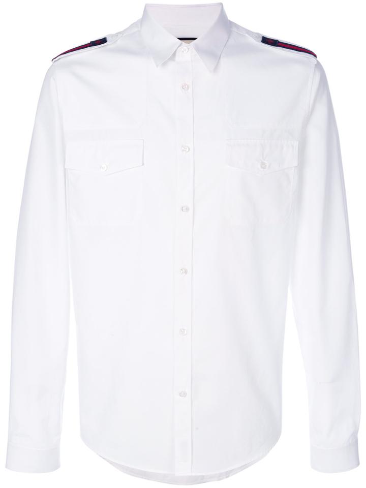 Gucci Duke Shirt With Bee Web - White