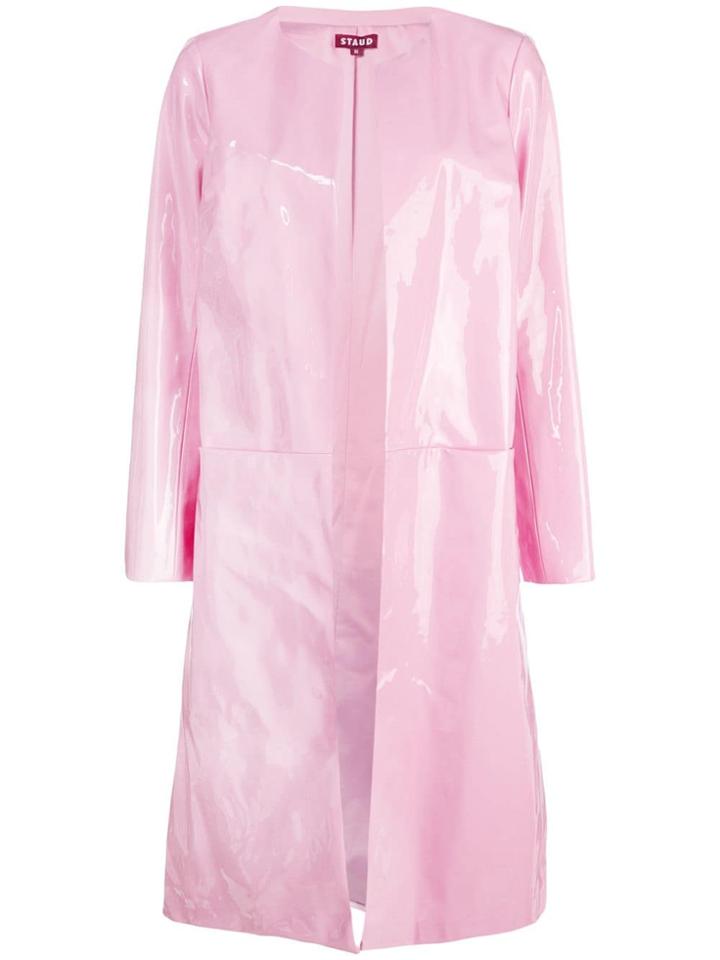 Staud Vinyl Long Coat - Pink & Purple