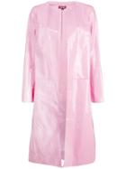 Staud Vinyl Long Coat - Pink & Purple