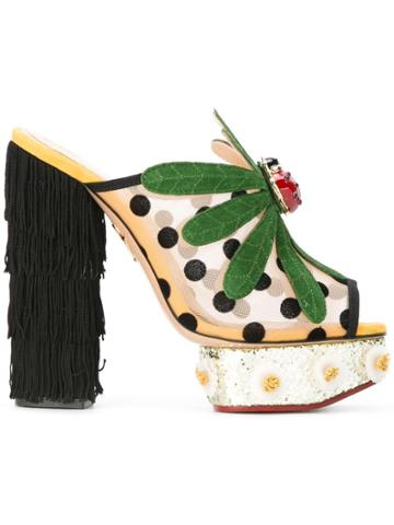 Charlotte Olympia Not-so-secret-garden Mules - Black