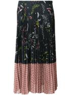 Markus Lupfer Polka Dotted And Floral Printed Pleated Skirt - Blue
