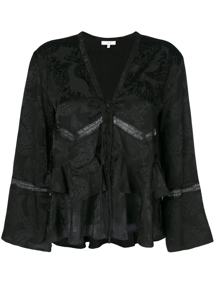Iro Flared V-neck Blouse - Black