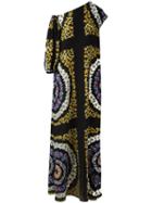Msgm Floral Print Asymmetric Dress, Women's, Size: 42, Black, Silk