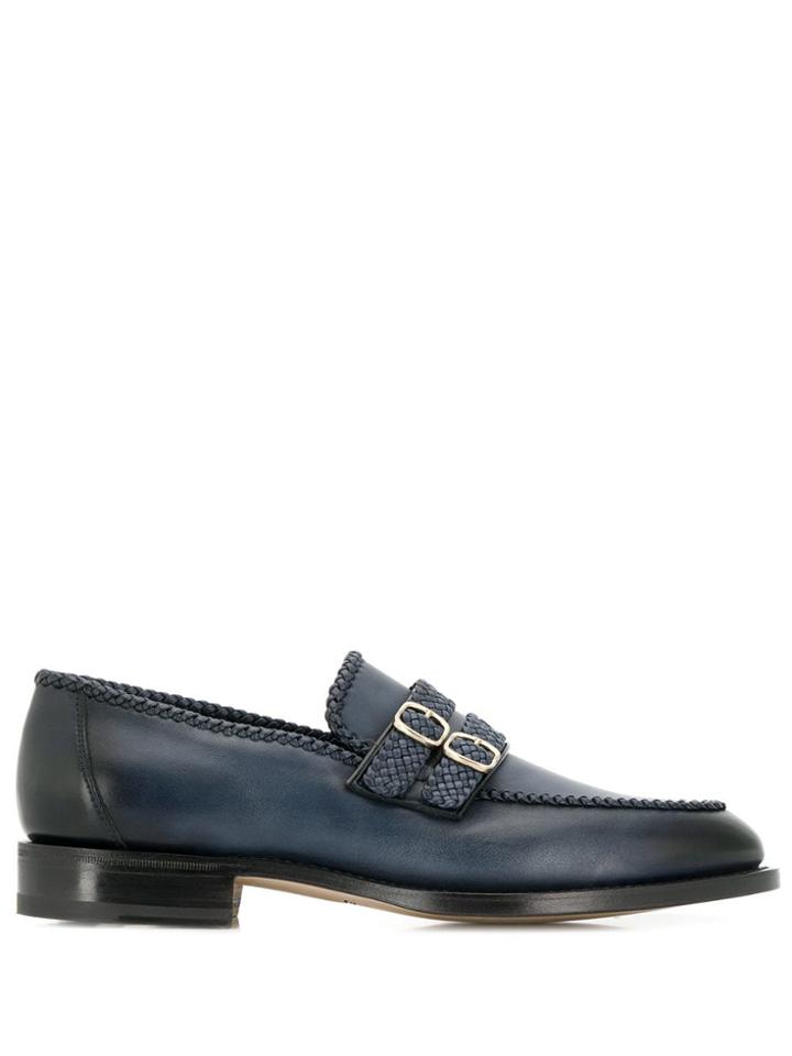 Santoni Classic Loafers With Side Buckle - Blue